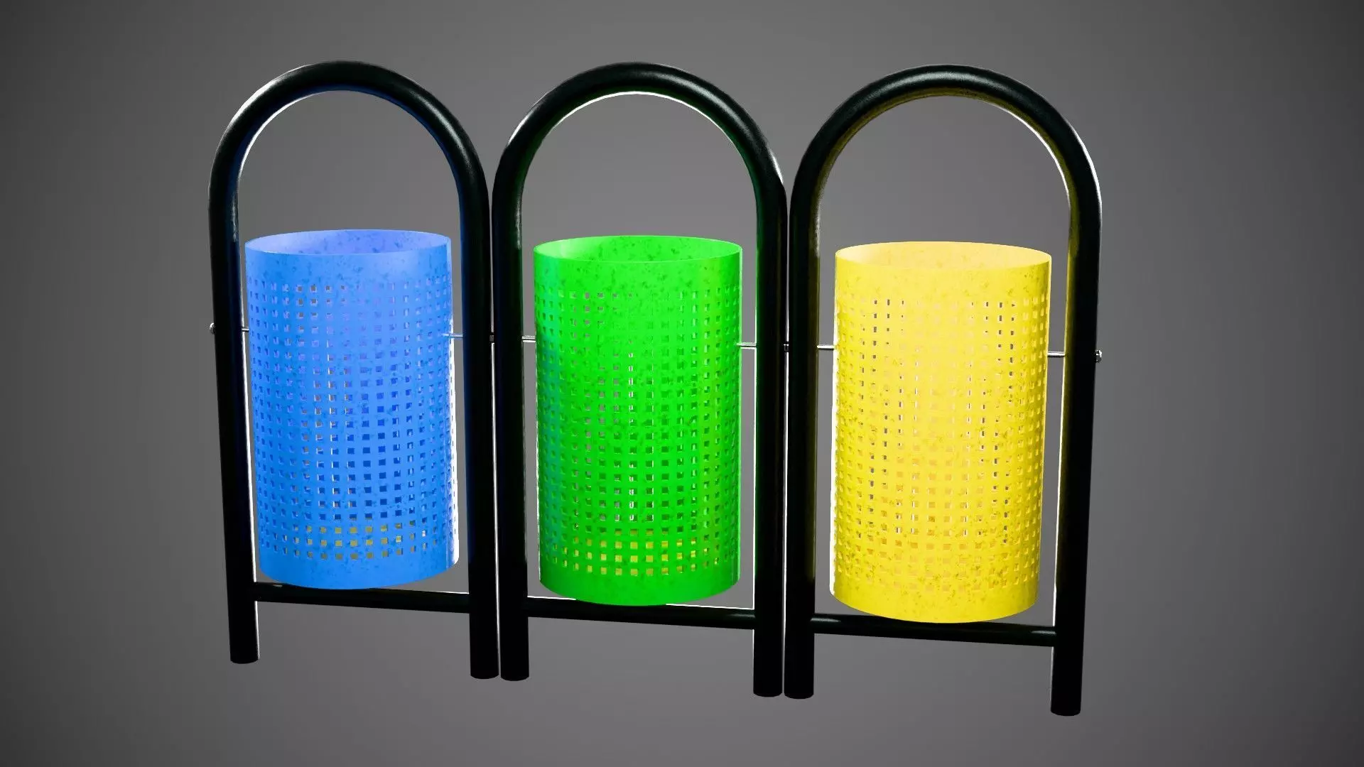Outdoor Waste Bin Low-poly 3D model
