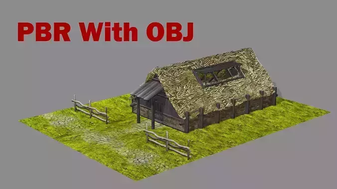 Medieval Viking House 04 Game Ready Low-poly 3D Model