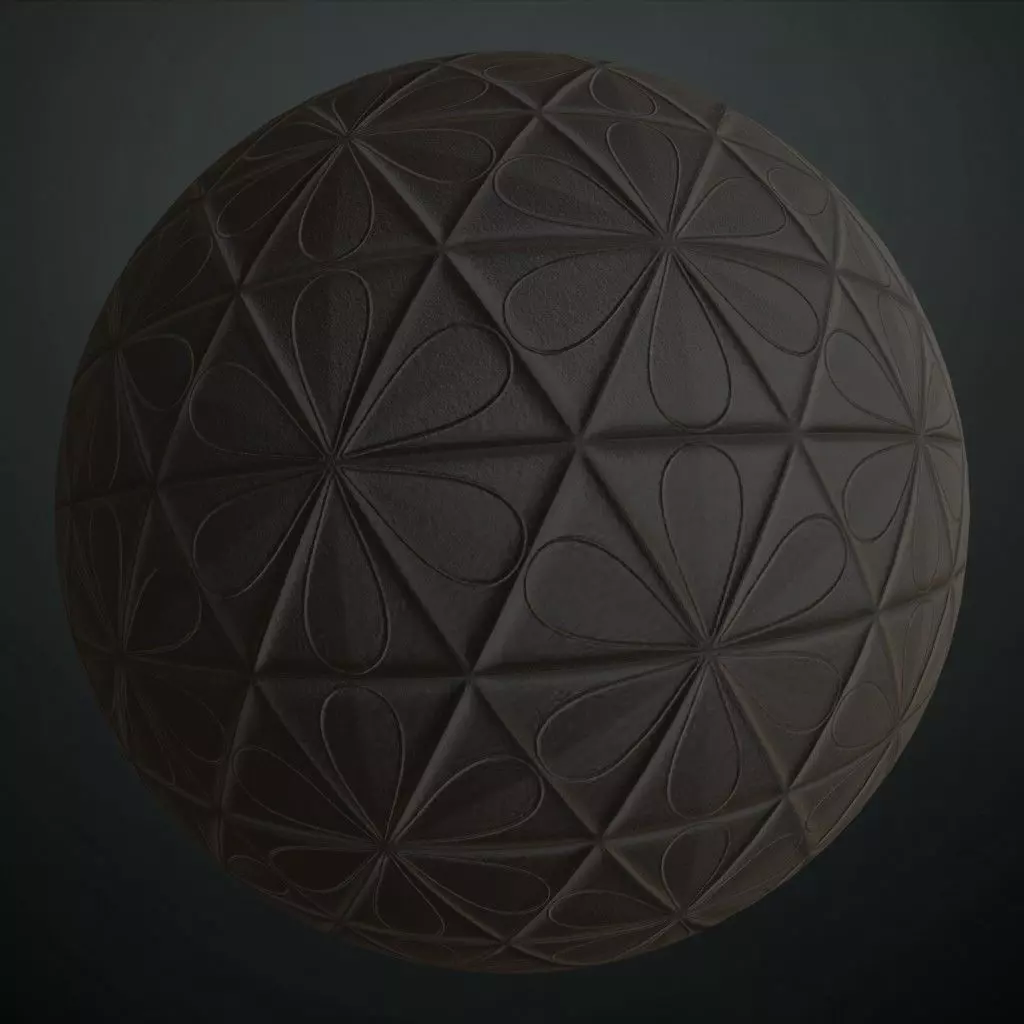 Modern Black Floral Triangle Pattern PBR Seamless Texture