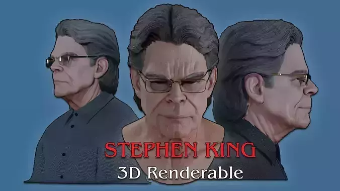 Stephen King Real Time Renderable Bust Fan Art Low-poly 3D model
