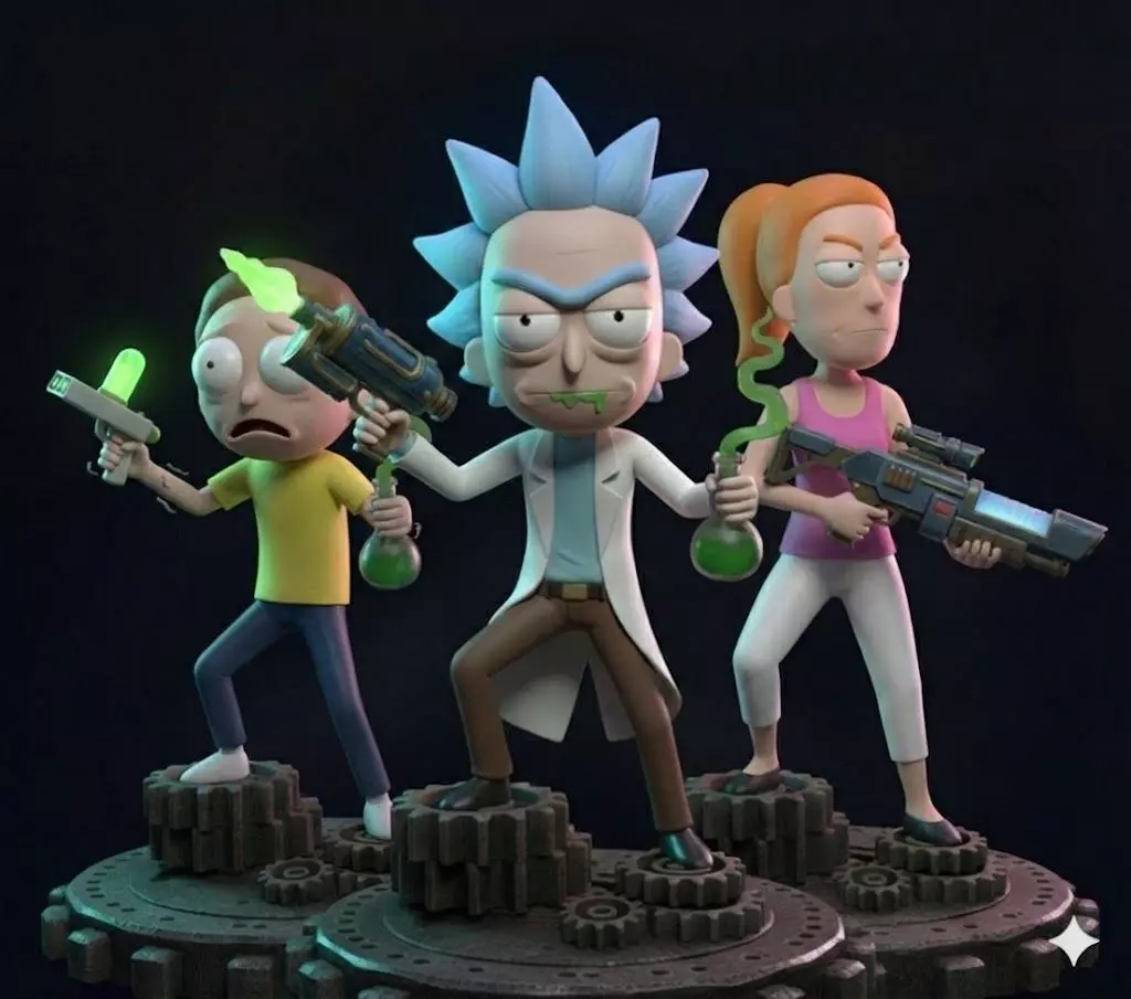 Rick Sanchez Morty Smith and Summer Smith Rick and Morty Stl 3D print model