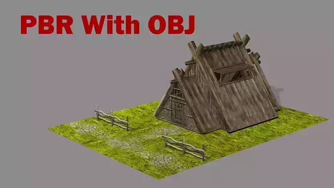 Medieval Viking House 07 Game Ready Low-poly 3D Model