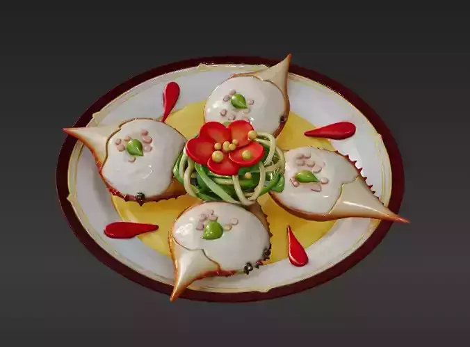 Chinese Fusion Cuisine Creative Plating  Simulated Food 3D model 7