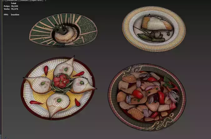 Chinese Fusion Cuisine Creative Plating  Simulated Food 3D model 4