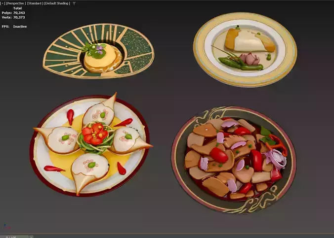 Chinese Fusion Cuisine Creative Plating  Simulated Food 3D model 3