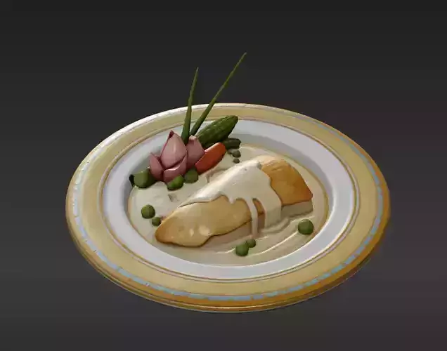 Chinese Fusion Cuisine Creative Plating  Simulated Food 3D model 6