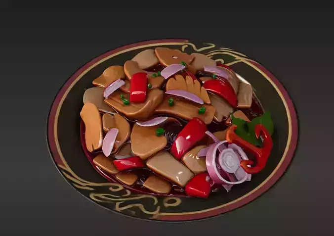 Chinese Fusion Cuisine Creative Plating  Simulated Food 3D model 5