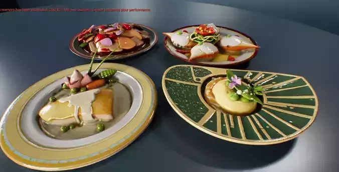 Chinese Fusion Cuisine Creative Plating  Simulated Food 3D model 2