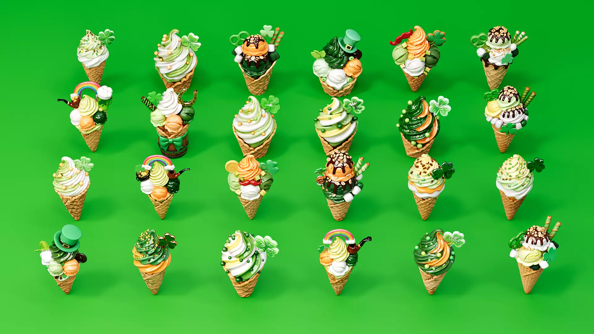 St Patrick Day Themed Ice Cream 3D model