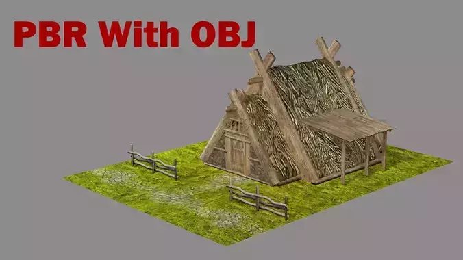 Medieval Viking House 08 Game Ready Low-poly 3D Model
