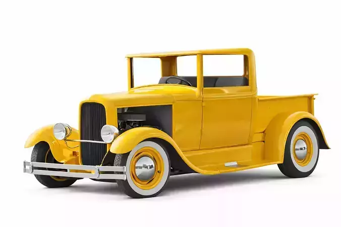 1930 Pickup Low Poly 3D Model with Textures Optimized Vintage 