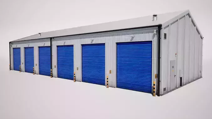 Industrial Warehouse Building Low-poly 3D model