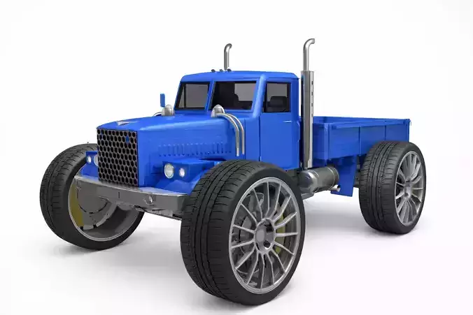 Big Wheel 1950s Pickup Low Poly Stylized Retro Truck Asset