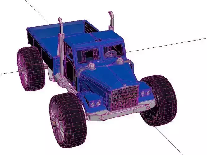 Big Wheel 1950s Pickup Low Poly Stylized Retro Truck Asset Low-poly 3D model 7