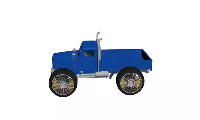 Big Wheel 1950s Pickup Low Poly Stylized Retro Truck Asset Low-poly 3D model 5