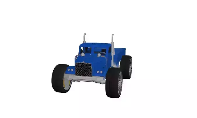 Big Wheel 1950s Pickup Low Poly Stylized Retro Truck Asset Low-poly 3D model 3