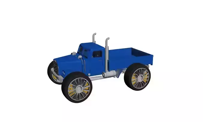 Big Wheel 1950s Pickup Low Poly Stylized Retro Truck Asset Low-poly 3D model 4