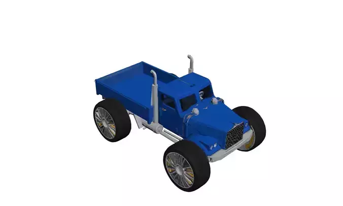 Big Wheel 1950s Pickup Low Poly Stylized Retro Truck Asset Low-poly 3D model 2