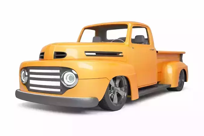 Low Poly 1950 Pickup Truck 3D Model Optimized Retro Vehicle 