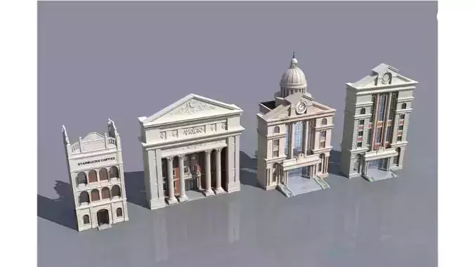 European classical and neoclassical style architecture 3D model