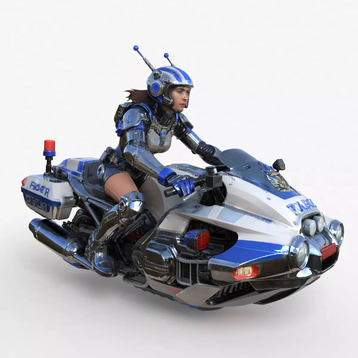 Futuristic Police Motorcycle High Detail 3D model