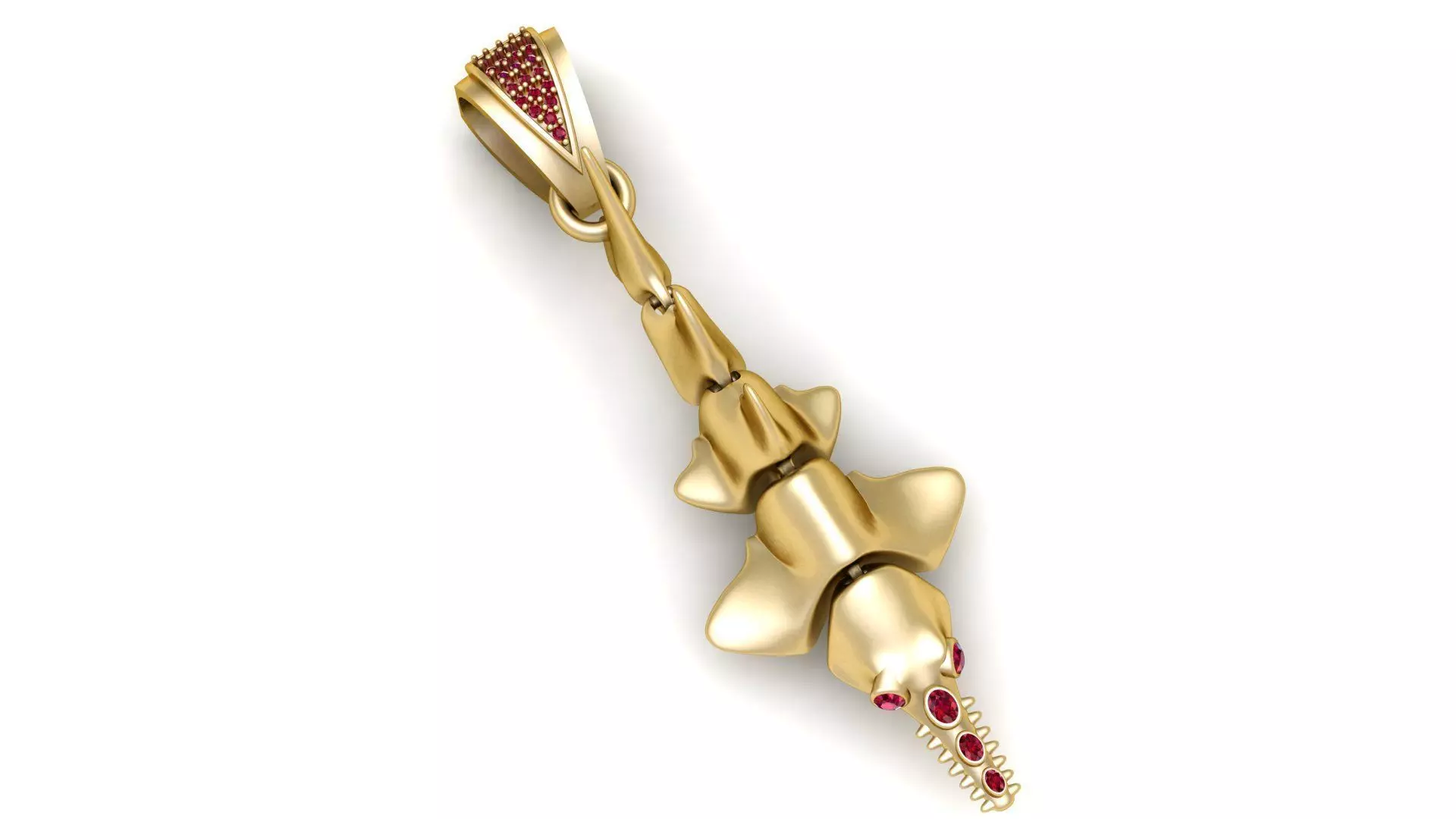 Stunning Gold Shark Pendant with Ruby Eyes 3D print model