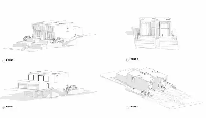 Villa with Architectural Design 3D and CAD Low-poly 3D model