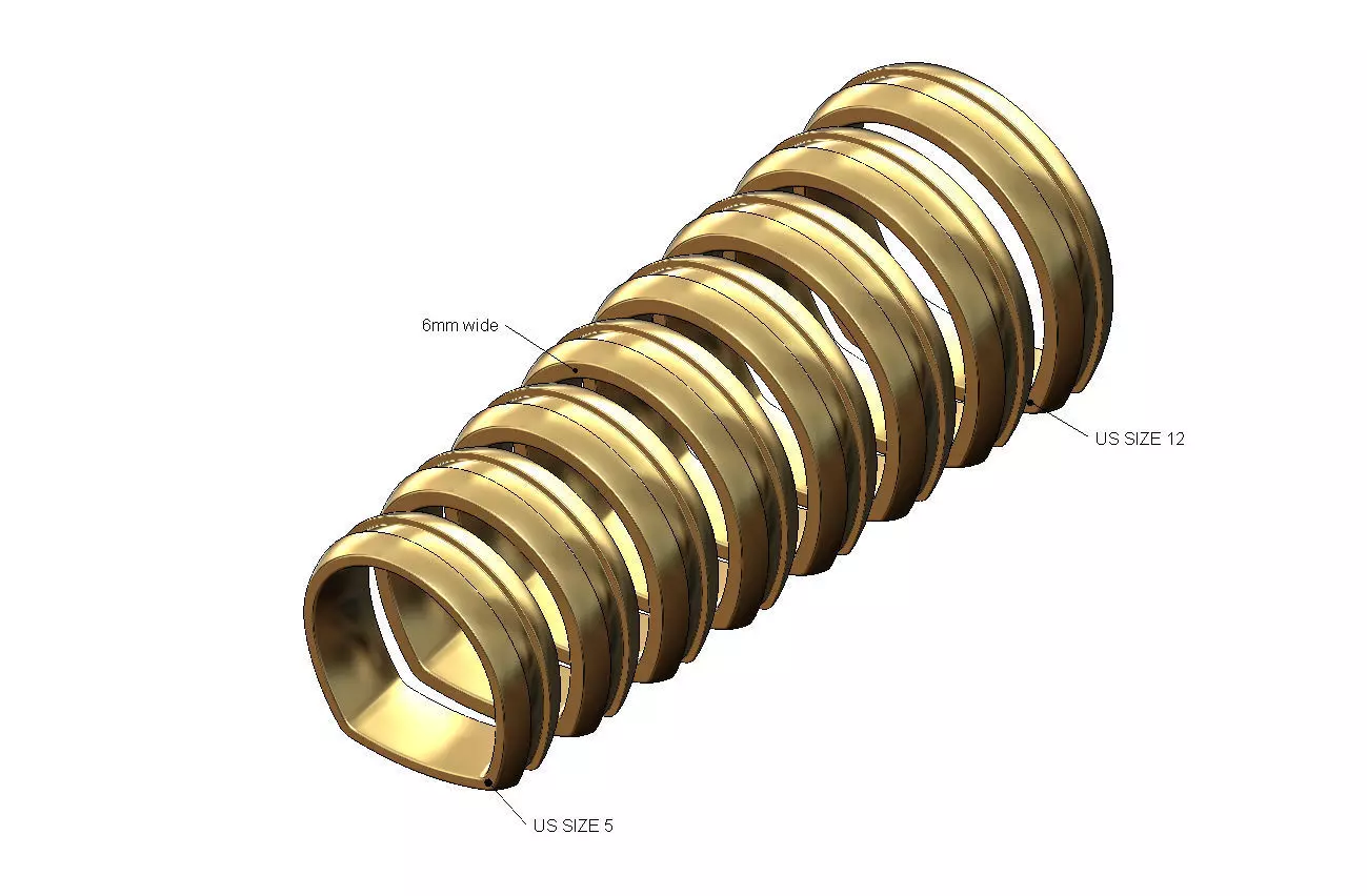 Carved strip dome euro shank 6mm wedding band US sizes 5to12 3D print model