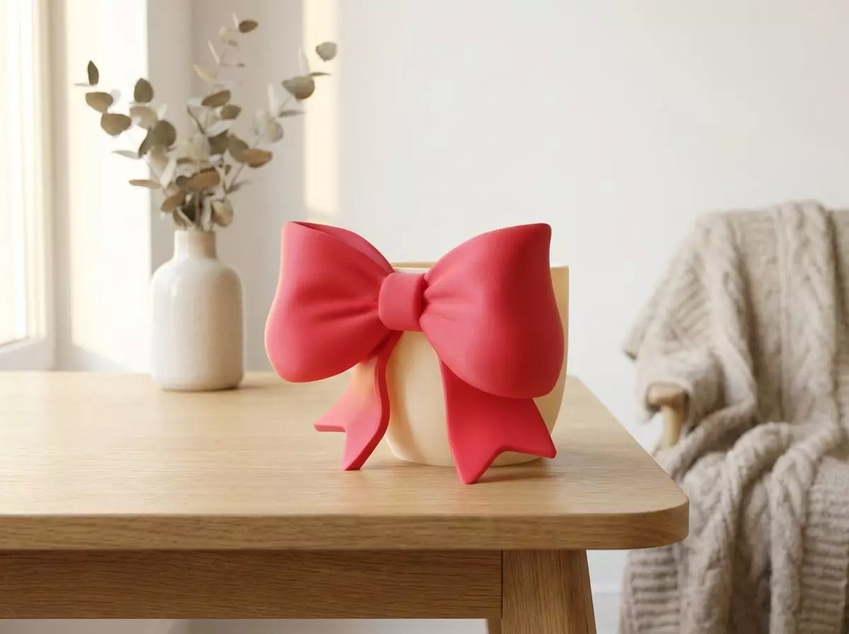 Bowella Vase Bow Statement Decor in Soft Pastel Color 3D print model