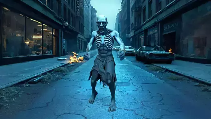 Zombie Character with Decomposed Features Low-poly 3D model 3