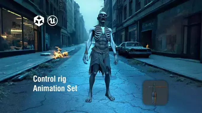 Zombie Character with Decomposed Features Low-poly 3D model