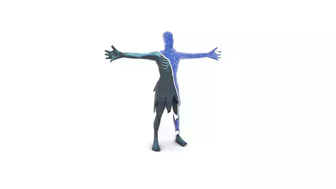 Zombie Character with Decomposed Features Low-poly 3D model 7