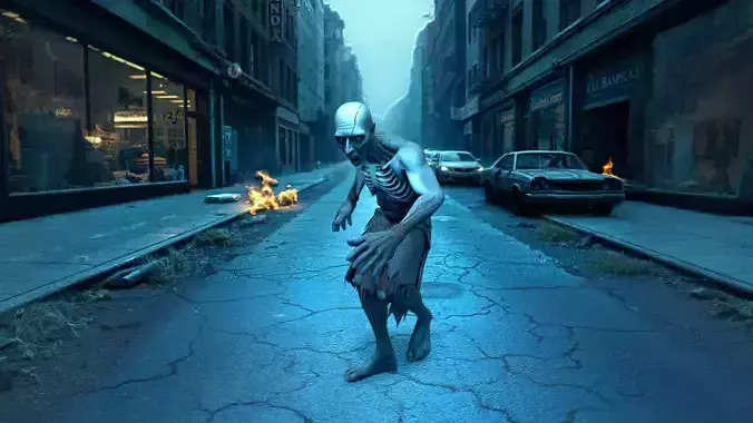 Zombie Character with Decomposed Features Low-poly 3D model 2