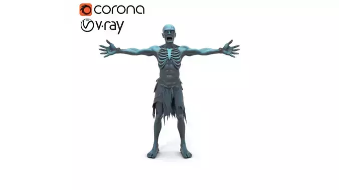 Zombie Character with Decomposed Features Low-poly 3D model 6