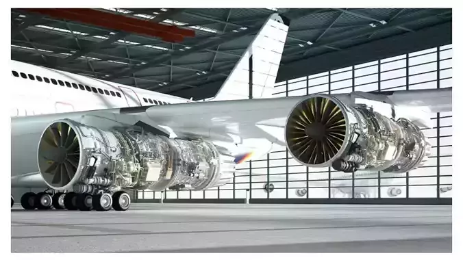 Civil aircraft and their turbofan engines 3D model