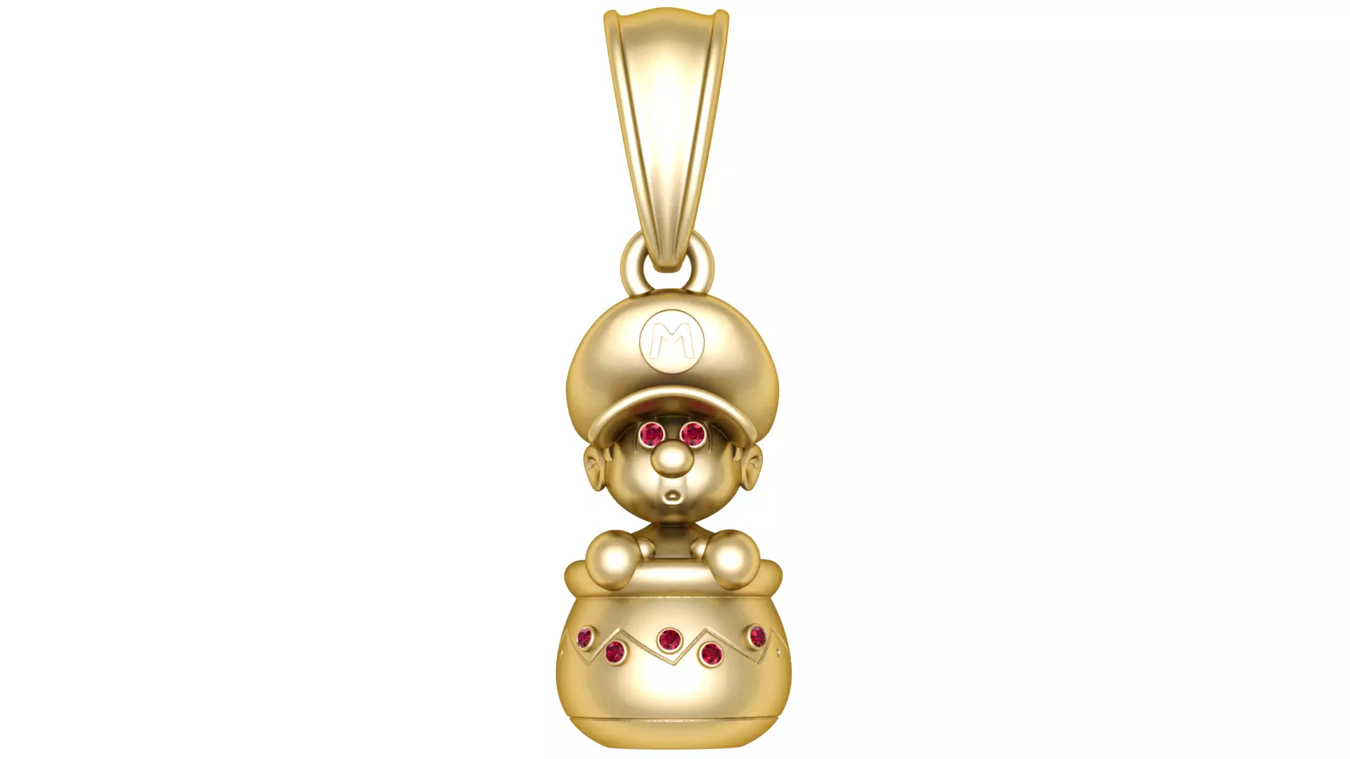 Golden Super Mario Pendant with Ruby Detailing 3D print model