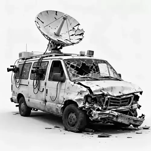Breaking News Wrecked TV Van 3D Model