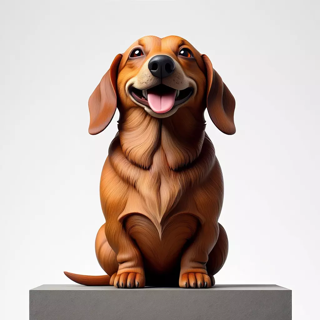 3506 Laughing Dachshund Color 3D Printed Statue STL 3D print model