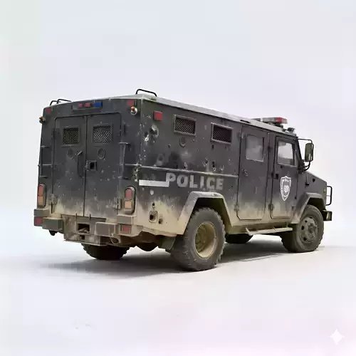 Sector Lockout Ruined Police SWAT Van 3D Model