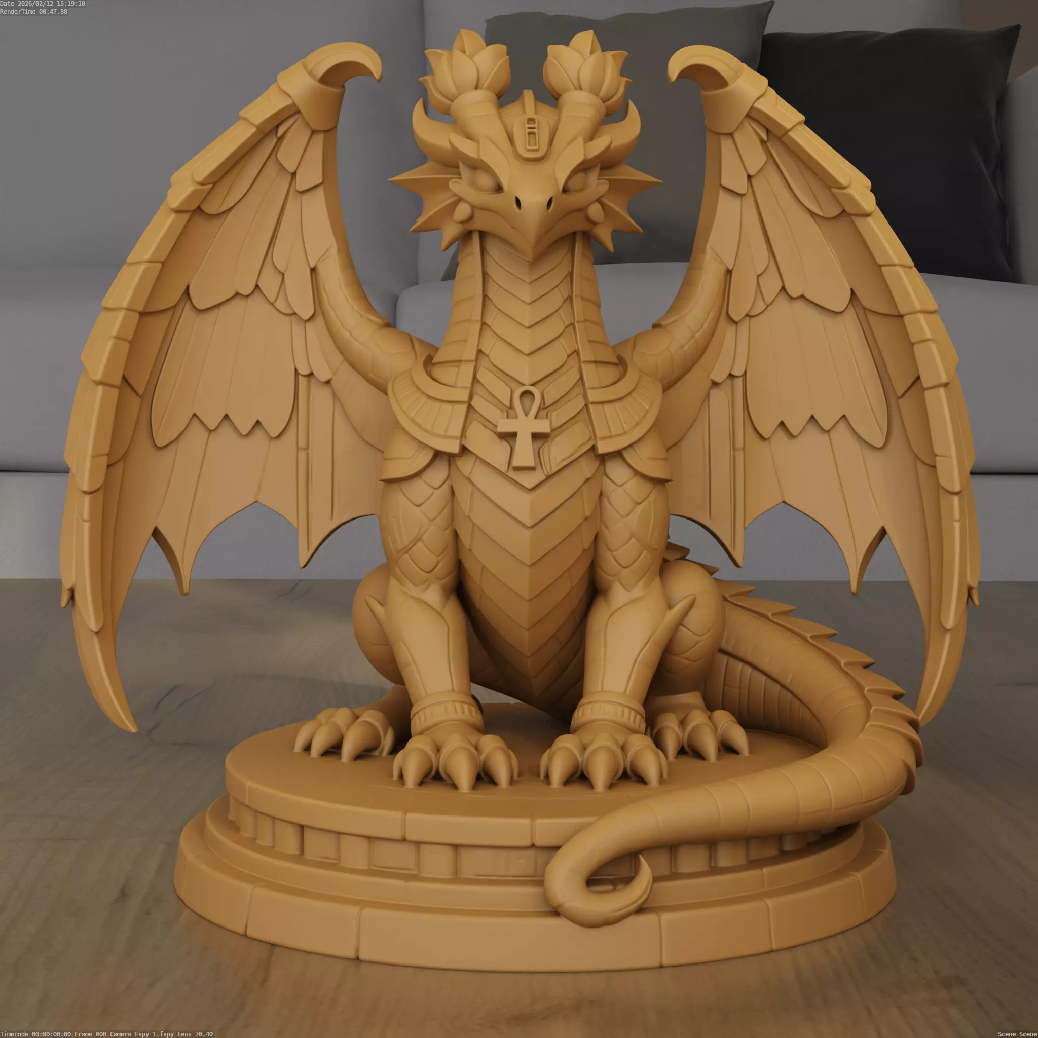 Egyptian Style Dragon Sculpture 3D Printable STL 3D print model