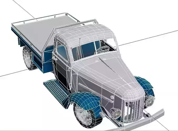 1935 Low Poly Pickup Truck 3D Model Optimized Vintage  Low-poly 3D model 7