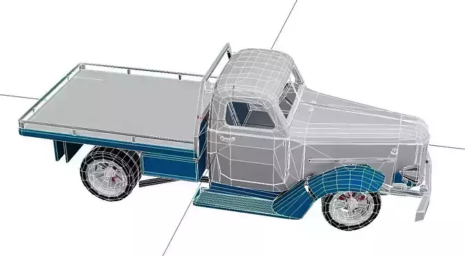 1935 Low Poly Pickup Truck 3D Model Optimized Vintage  Low-poly 3D model 6