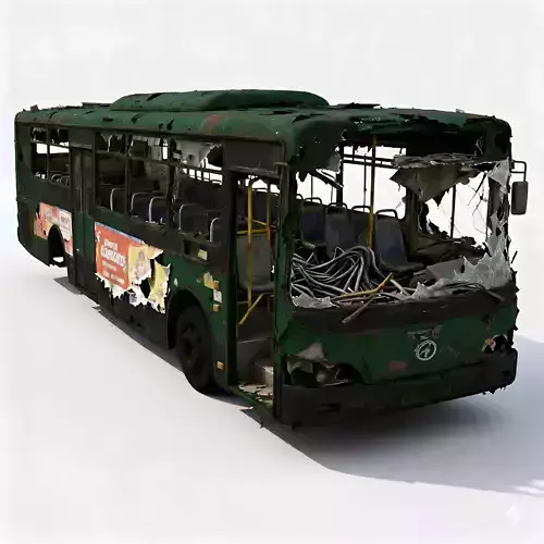 The End of the Line Ruined Green Bus 3D Model