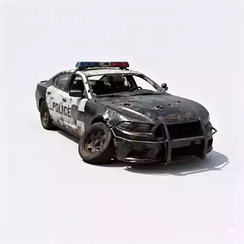 Patrols End Ruined Police Cruiser 3D Model