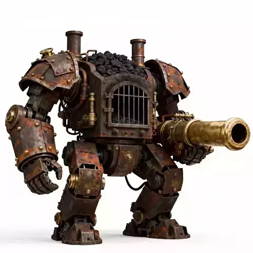 Steam Sentinel Coal-Powered Mech 3D Model