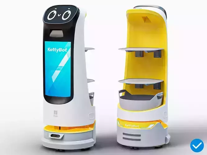 Restaurant Service Robot Waiter KettyBot Pro White PBR