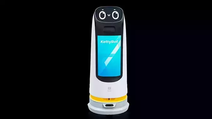 Restaurant Service Robot Waiter KettyBot Pro Yellow PBR Low-poly 3D model 5