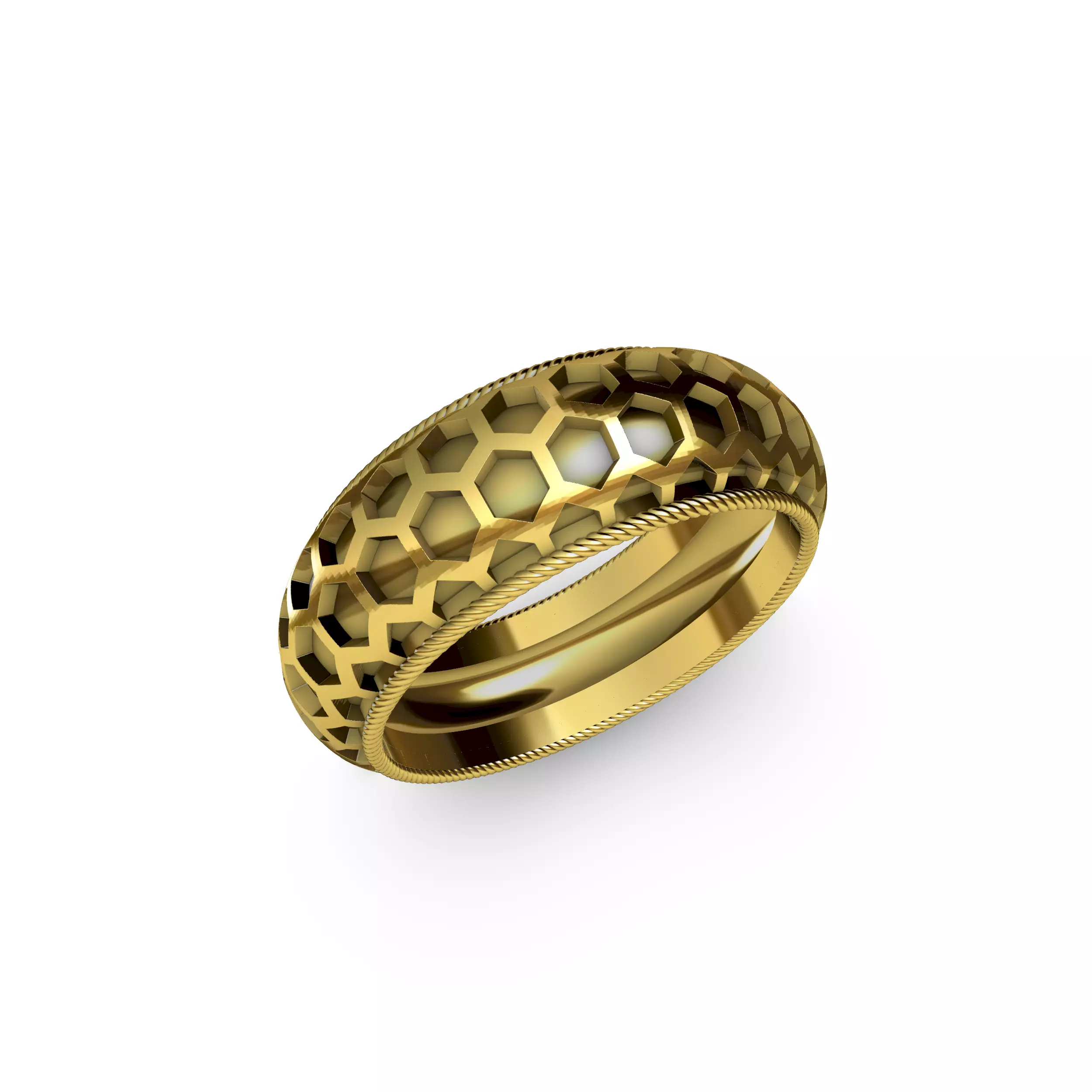 Hex Pattern rope Ring 3D print model