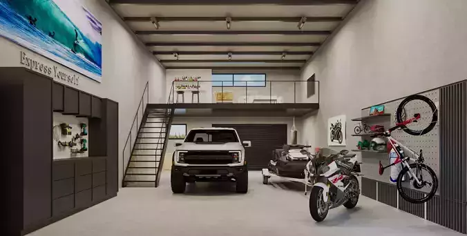 3D model of private residential garage 3D model