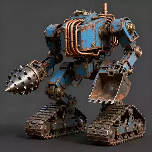Deep Core Steampunk Mining Mech 3D Model